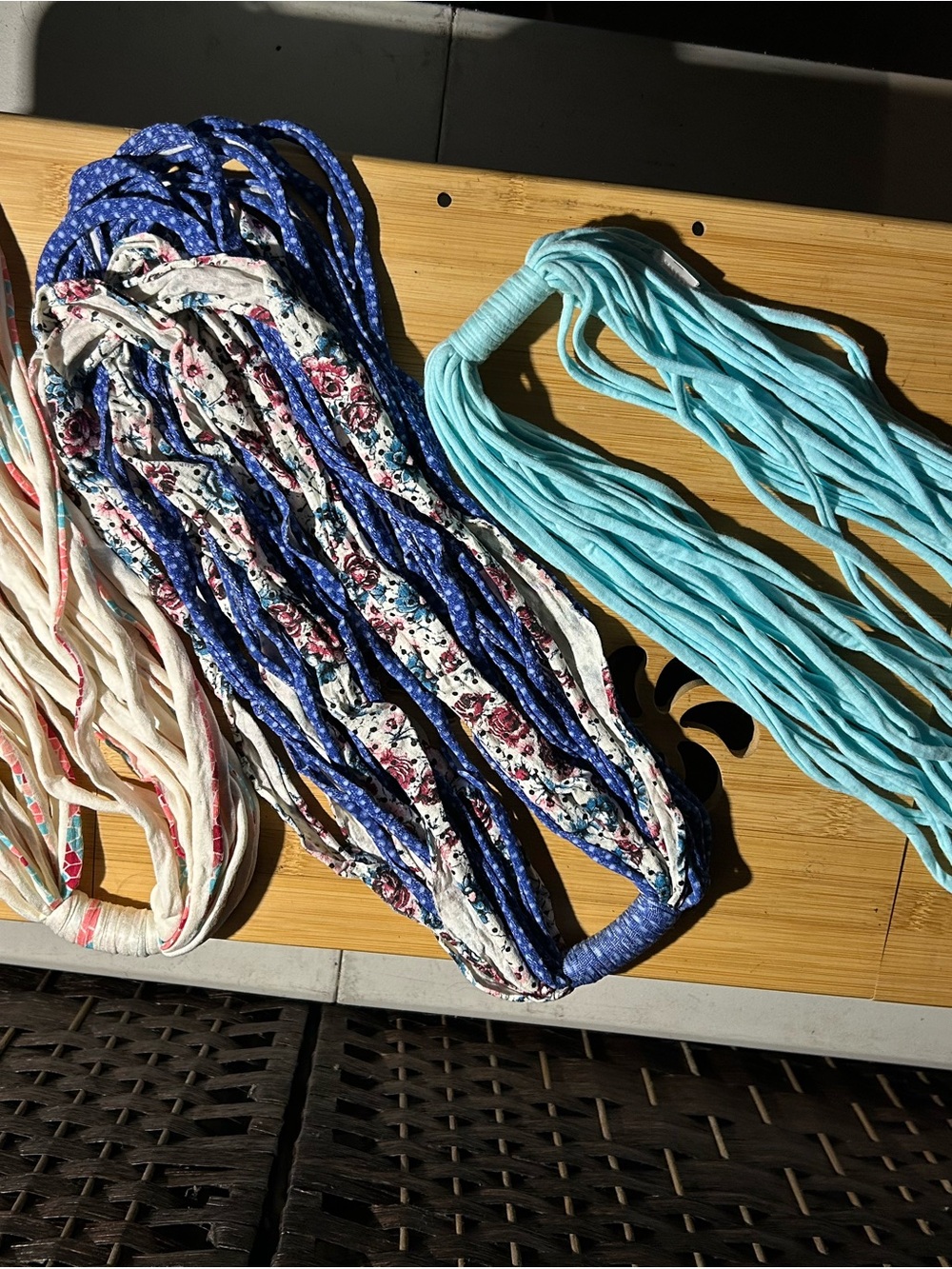 Blue Floral and Solid Turquoise Fabric Hair Headbands - Pack of 2